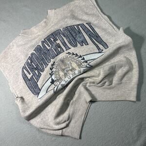 Vintage 90s AOP Georgetown University Hoyas Cut Off Sleeve Sweatshirt Vest Large
